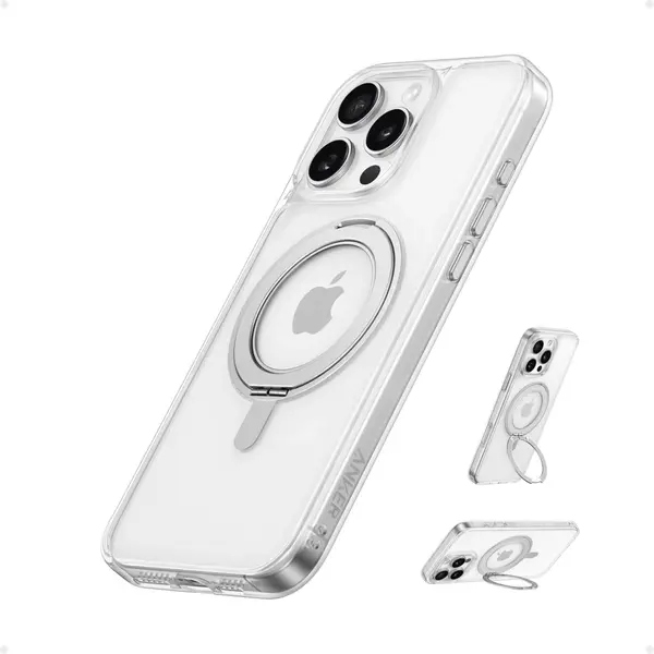 Anker A90H1H0C Maggo Magnetic Case With Stand 360 Ring Stand iPhone 16 Pro Max Clear