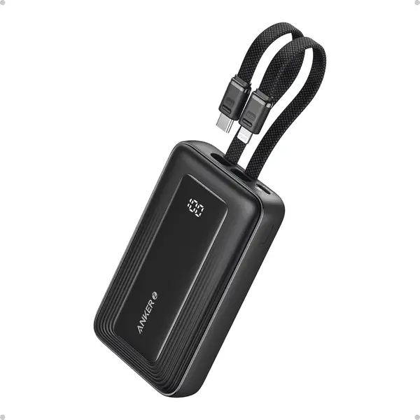 Anker Zolo Power Bank 20K 30W Built In USB C Lightning Cable Black
