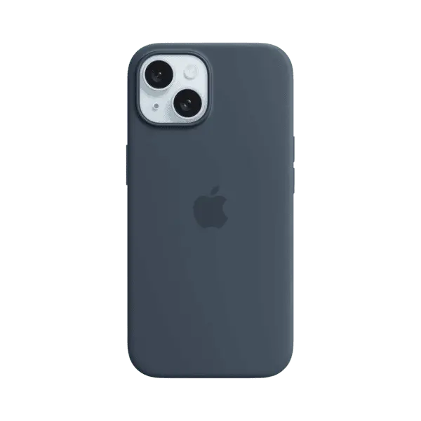 Apple iPhone 15 Plus Silicone Case MT123ZM A Storm Blue With MagSafe
