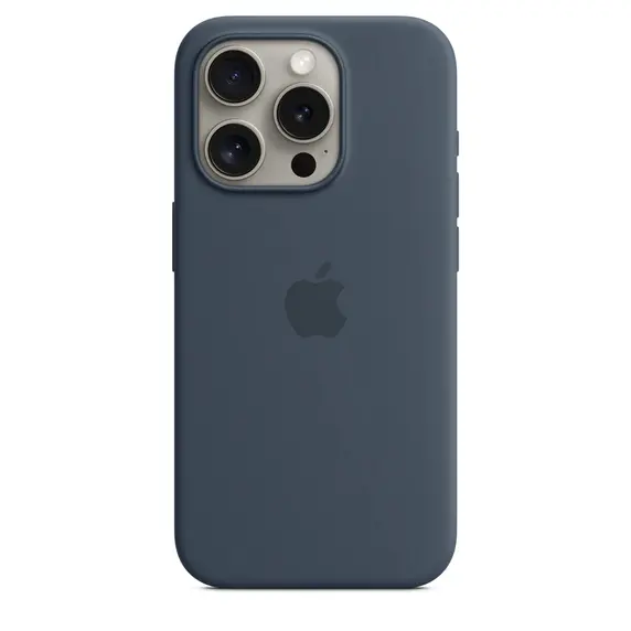 Apple iPhone 15 Pro Silicone Case MT1D3ZM A Storm Blue With MagSafe