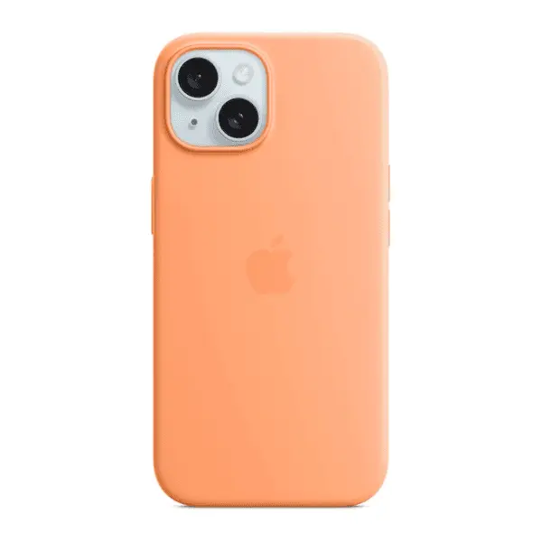 Apple iPhone 15 Silicone Case MT0W3ZM A Orange Sorbet With MagSafe
