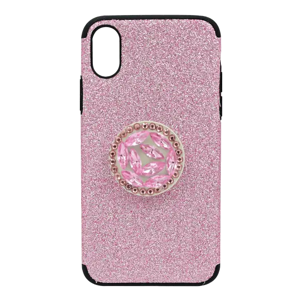 Bling Pop Socket Case iPhone Xs Pink