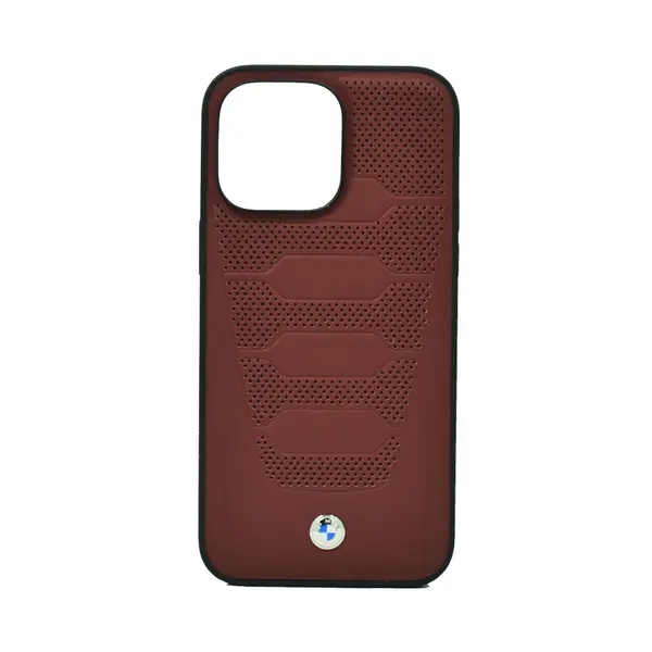 Bmw Signature Collection Genuine Leather Case With Perforated Seats Design For iPhone 14 Pro Max Burgundy
