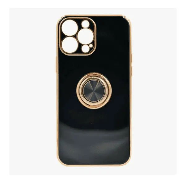 Dezoe Ring Design Case For iPhone 14 Pro Max Black