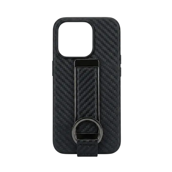 Dingend Carbon Hard Case With Strap iPhone 15 Pro Max Black