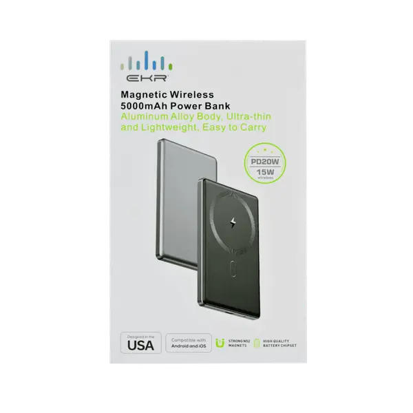 Ekr Magnetic Wireless Power Bank 5000MAH