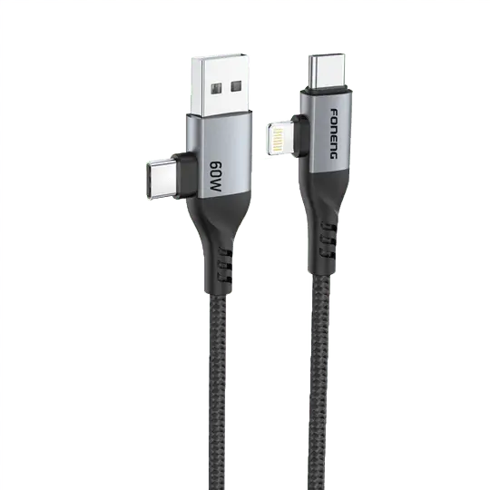Foneng X92 Braided 4 In 1 Data Cable 60W Black