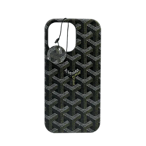 Goyard Black Pu Leather Case For iPhone 14 Pro Max