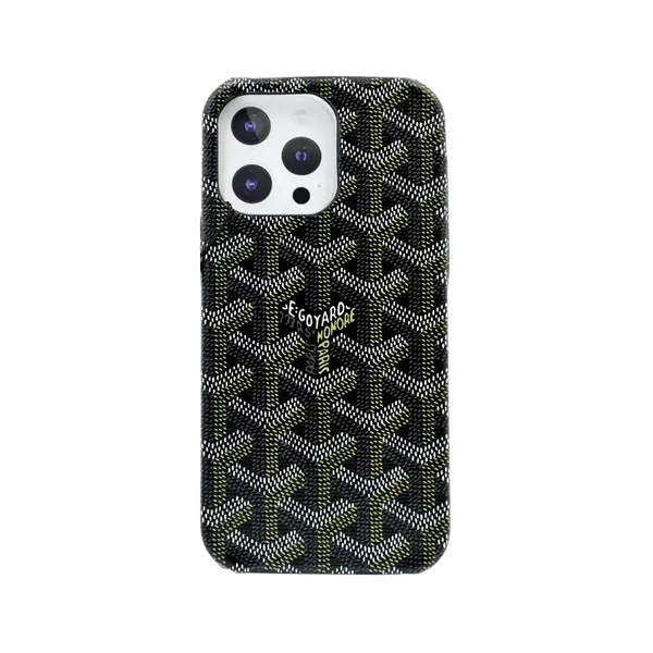 Goyard Black Pu Leather Case For iPhone 15 Pro Max