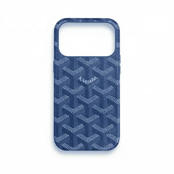 Goyard Leather Hard Case iPhone 17 Pro Blue