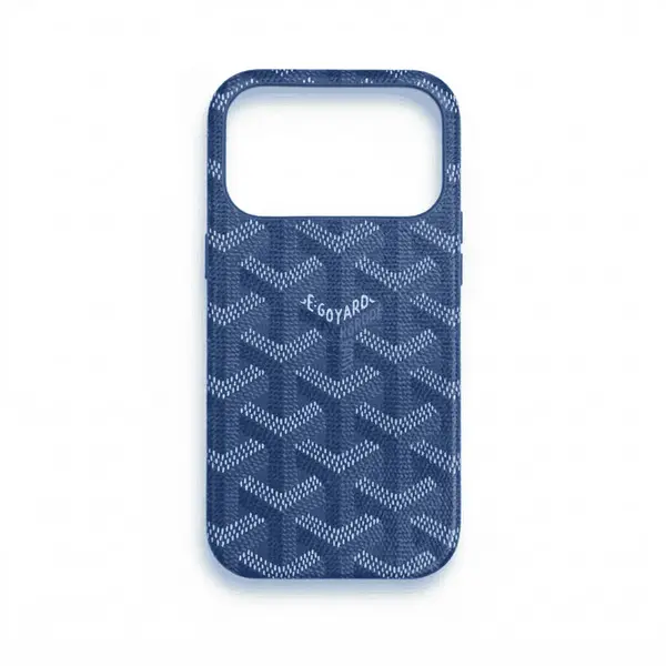 Goyard Leather Hard Case iPhone 17 Pro Max Blue