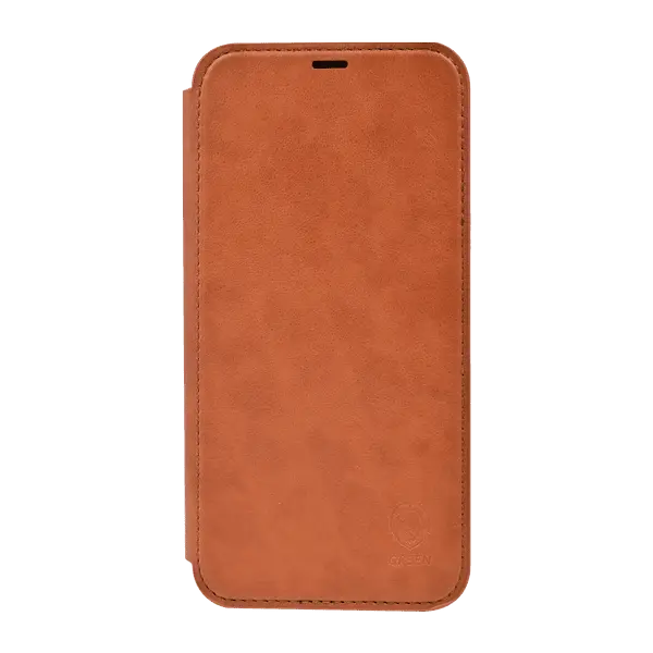Green Folio Book Type Leather Case iPhone 12 Pro Max Brown
