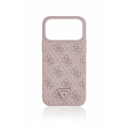 Guess MagSafe 4G Pu Leather Case With Triangle Logo For iPhone 17 Pro Pink