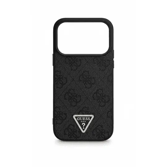 Guess MagSafe 4G Pu Leather Case With Triangle Logo For iPhone 17 Pro Black