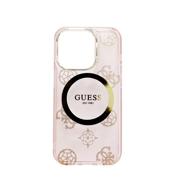 Guess MagSafe Iml Case iPhone 15 Pro Gold Pink