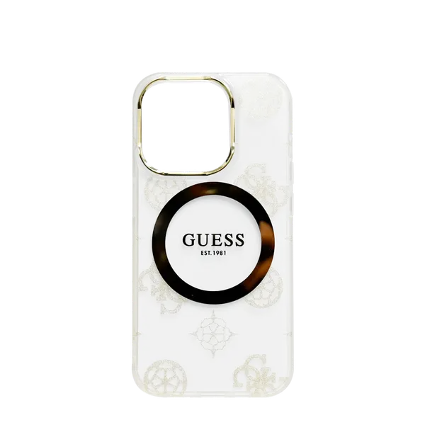 Guess MagSafe Iml Case iPhone 15 Pro Gold Transparent