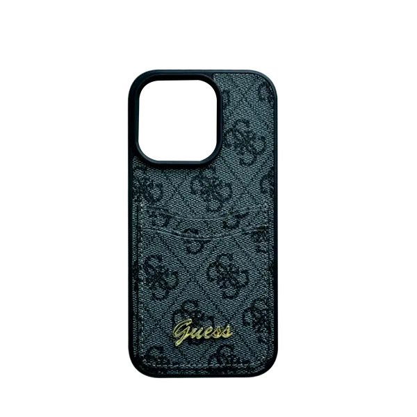Guess Pu 4G Hard Case With Card Slot Script Logo For iPhone 16 Pro Black