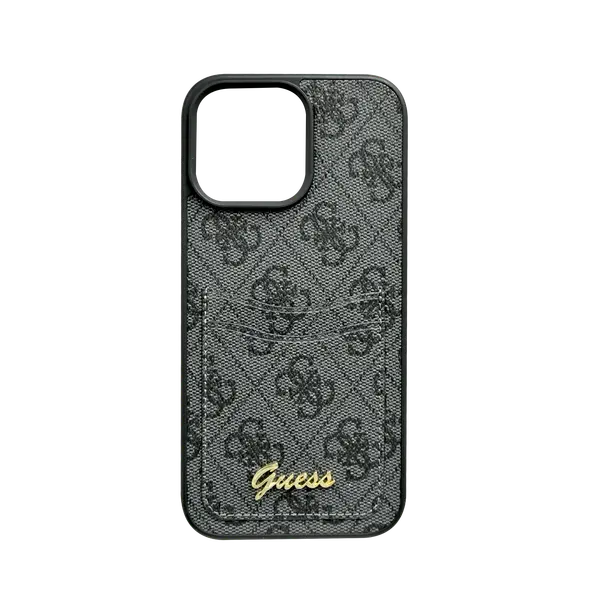 Guess Pu 4G Hard Case With Card Slot Script Logo For iPhone 16 Pro Max Black