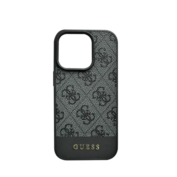 Guess Pu 4G Leather Hard Case With Bottom Stripe For iPhone 16 Pro Max Grey