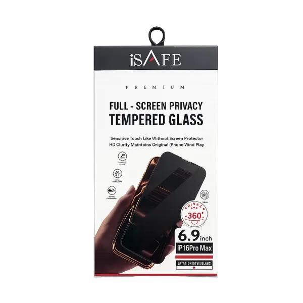 iSAFE 360 HD Glass Screen Guard iPhone 16 Pro Max Privacy
