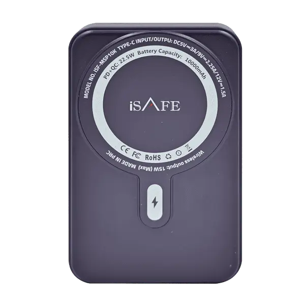 iSAFE Magnetic Stand Powerbank 10000 MAH Purple