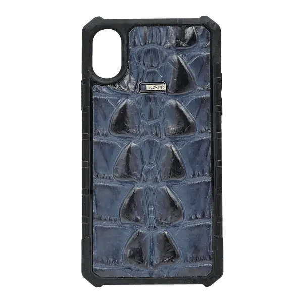 iSAFE Signature Crocodile Leather Back Case iPhone Xs Blue