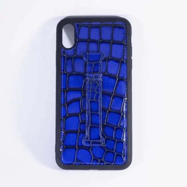iSAFE Signature Crocodile Leather Back Case iPhone Xs Max Blue