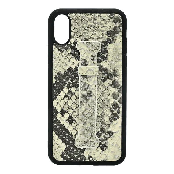 iSAFE Signature Snake Leather Ring Back Case iPhone Xs Black
