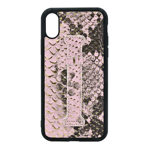 iSAFE Signature Snake Leather Ring Back Case iPhone Xs Pink