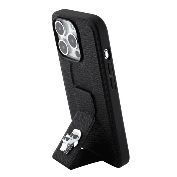 Karl Lagerfeld Grip Stand Holder Case iPhone 15 Pro Max Black