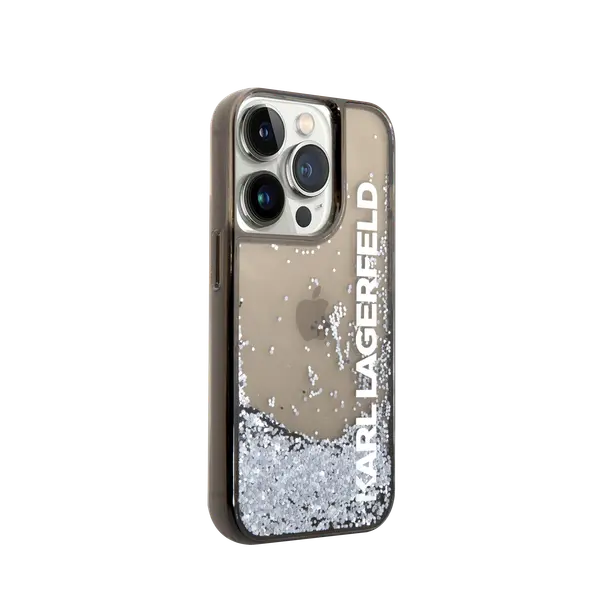 Karl Lagerfeld Liquid Glitter Gradient Hard Case For iPhone 16 Pro Black