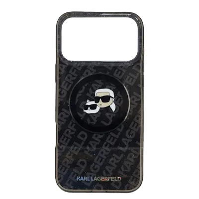 Karl Lagerfeld MagSafe Iml Glitter Kl Repeated Case With Karl Choupette Hea Ds For iPhone 17 Pro Max Black