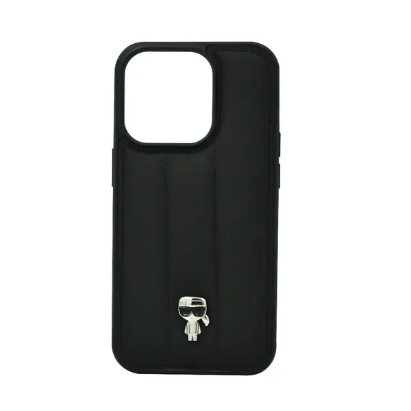 Karl Lagerfeld Nylon Puffy Ikonik Pin Hard Case For iPhone 14 Pro