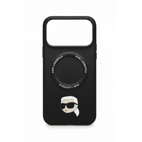 Karl Lagerfeld Pu Leather Case With Karl Head Pins For iPhone 17 Pro Black