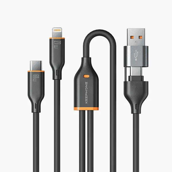 Keephone Dc 2316 3 In 1 Liquid Silicone Cable PD 60W+27W Black