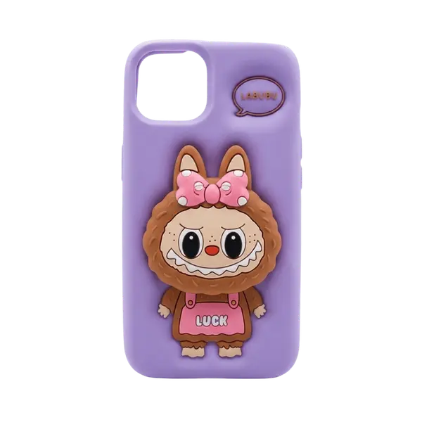 Labubu Pop Up Silicone Cover iPhone 13 14 15 Purple
