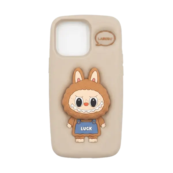 Labubu Pop Up Silicone Cover iPhone 14 15 Pro Max Sand