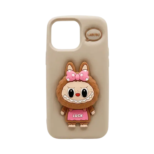 Labubu Pop Up Silicone Cover iPhone 16 Pro Max Sand