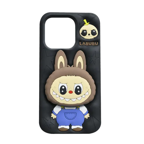 Labubu Silicone Cover iPhone 13 14 15 Black