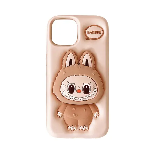 Labubu Silicone Cover iPhone 13 14 15 Sand