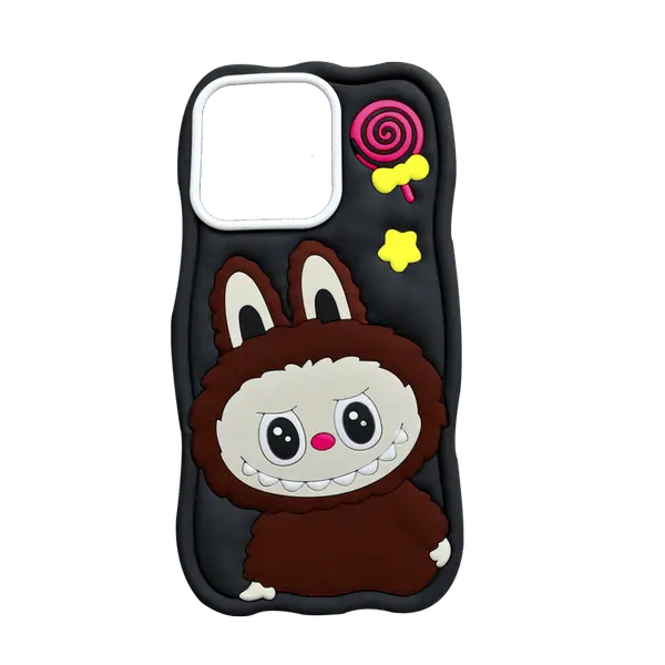 Labubu Silicone Cover iPhone 14 15 Pro Max Black