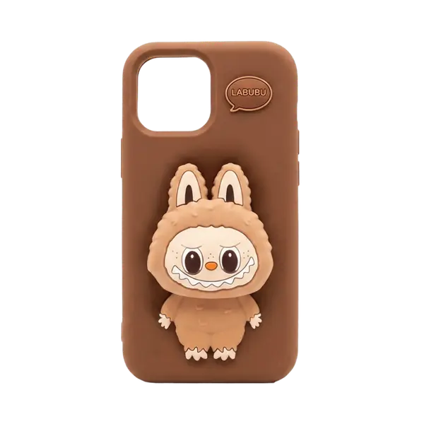 Labubu Silicone Cover iPhone 14 15 Pro Max Brown