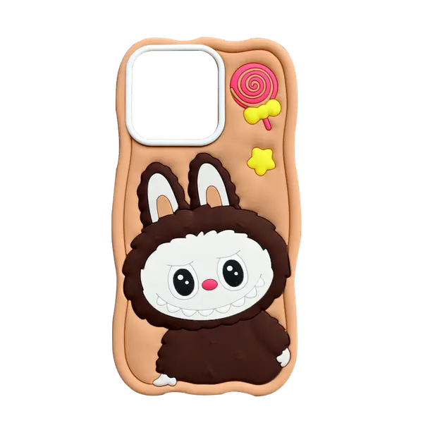 Labubu Silicone Cover iPhone 14 15 Pro Max Orange
