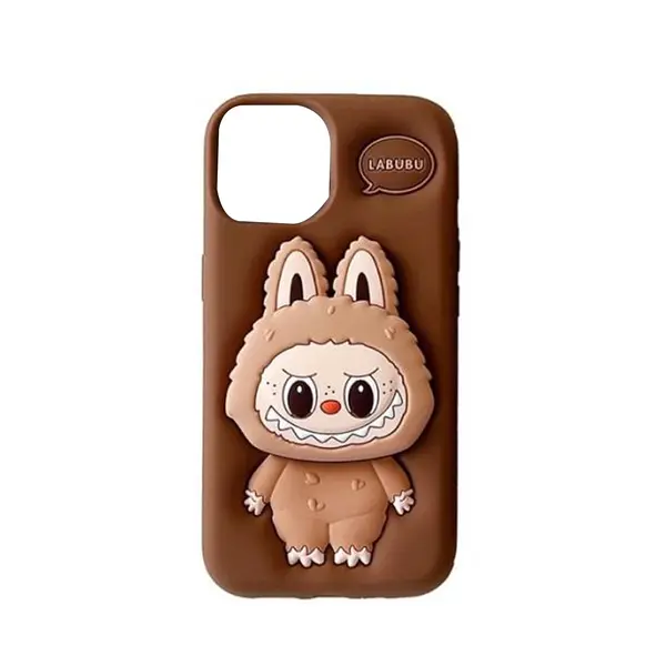 Labubu Silicone Cover iPhone 16 Pro Brown