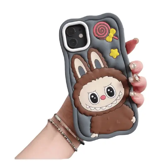 Labubu Silicone Cover iPhone 16 Pro Max Gray