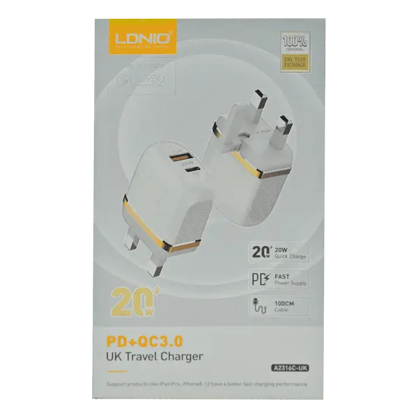 Ldnio PD 20 W+qc 3 0 Home Charger With Lightning To Type C Cable
