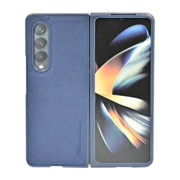 Leather Hard Case Galaxy Fold 3 Blue