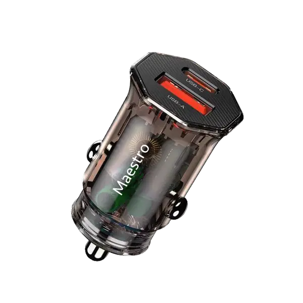 Maestro Transparent PD30W +QC3 0 24W Fast Car Adapter
