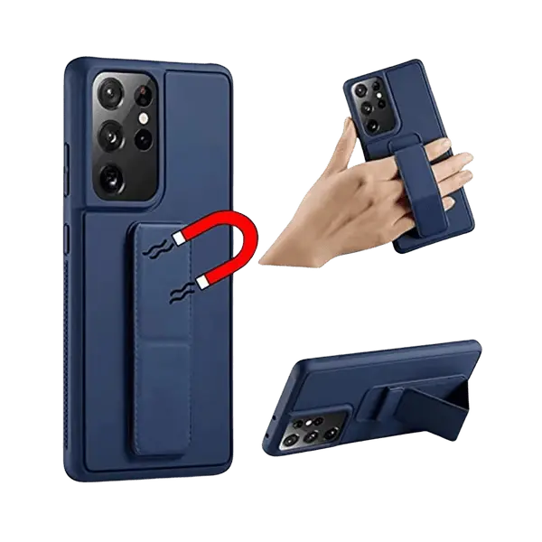 My Choice Leather Back Cover Grip Galaxy S22 Ultra Blue
