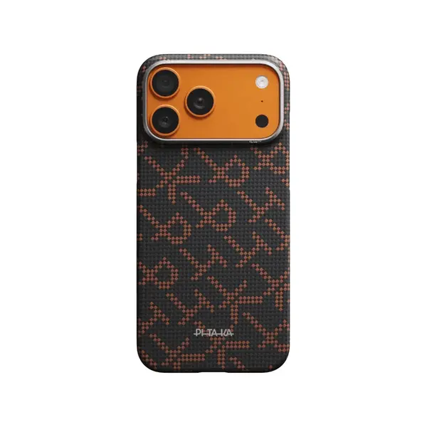 Pitaka Ultra Slim Case Edge iPhone 17 Pro Monogram Orange Black